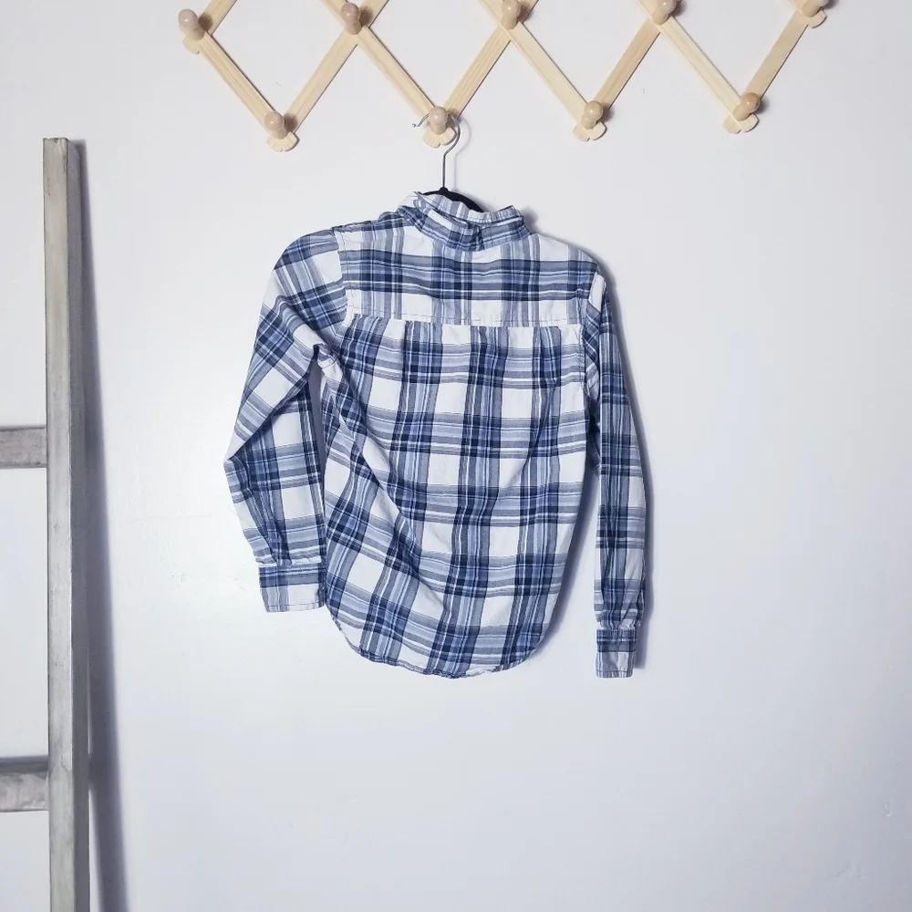 CHILDREN'S PLACE BUTTON DOWN BOYS SHIRT SIZE SMALL 5/6 BLUE/BLACK/WHITE